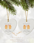 First Christmas Engaged Mrs & Mrs To Be - Personalised Gingerbread Couple Heart Ornament (GB 5 / 6)