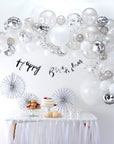 NEW! Silver, White & Pearl Balloon Arch Backdrop