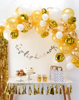 NEW! Gold, White & Pearl Balloon Arch Backdrop