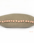 Peach Coral Blush Linen & Pom Pom Cushion Handmade in the Cotswolds Kirsty Gadd Textiles
