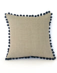 Kirsty Gadd Textiles - Black Pom Pom Dark Linen Hand made Cushion