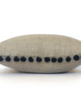 Kirsty Gadd Textiles - Black Pom Pom Dark Linen Hand made Cushion