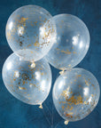 Gold Star Glitter Filled Balloons -5 Pack- Christmas Decorations,