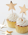 Gold Foiled Star Cupcake Toppers - 10 Pack