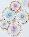 Gold Foil and Pastel Hanging Fan Decorations - 5 Pack