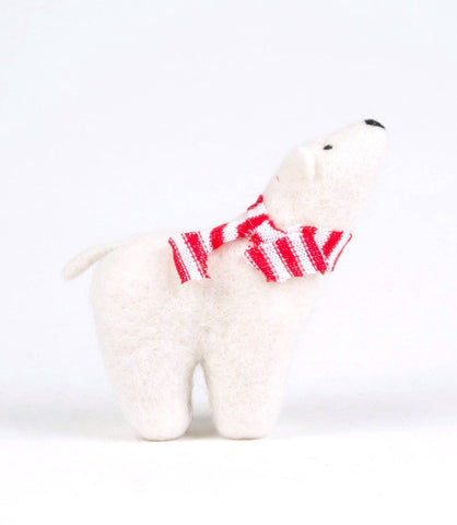 Slightly Imperfect  - Stargazing Felt Polar Bear with Striped Scarf