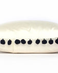 Kirsty Gadd Textiles - Handmade Ivory Silk Dupion Black Bobble Pom Pom Cushion