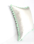 Kirsty Gadd Textiles - Mint Green Bobble Pom Pom Handmade Silk Dupion Cushion