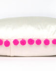 Ivory Silk & Neon Hot Pink Pom Pom Bobble Trim Cushion - Various Sizes - MADE TO ORDER