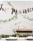 Just Married Rose Gold Bunting Backdrop