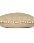 Peach Coral Blush Linen & Pom Pom Cushion Handmade in the Cotswolds Kirsty Gadd Textiles