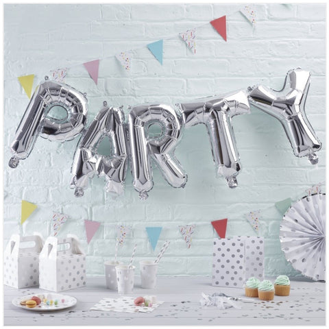 CLEARANCE: Silver PARTY Balloon Bunting