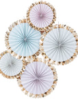 Gold Foil and Pastel Hanging Fan Decorations - 5 Pack