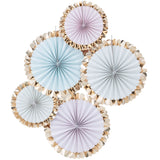 Gold Foil and Pastel Hanging Fan Decorations - 5 Pack
