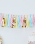 Blush Pink, Baby Blue & Gold Tassel Decoration - 2m