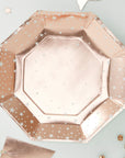 Rose Gold Foiled Star Design Paper Plates - 8 Pack