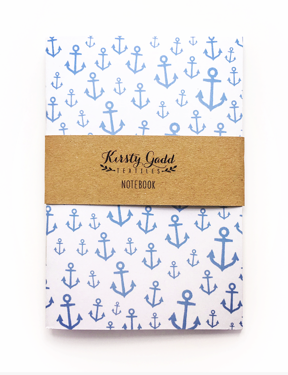 Kirsty Gadd Textiles Blue Anchor Printed Notebook