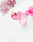 Kirsty Gadd Textiles - hand dyed silk ribbon magenta rose quartz pink. Hand made in the Cotswolds