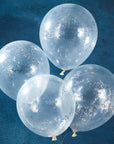 Silver Star Glitter Filled Balloons -5 Pack