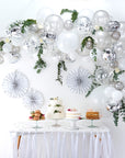 Silver, White & Pearl Balloon Arch Backdrop