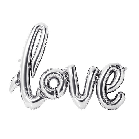 CLEARANCE: Silver Love Balloon Bunting - 75cm x 55cm - NO HELIUM NEEDED