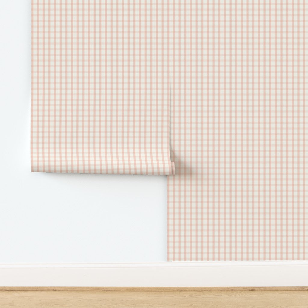Sun Faded Gingham Wallpaper - Blush Terracotta