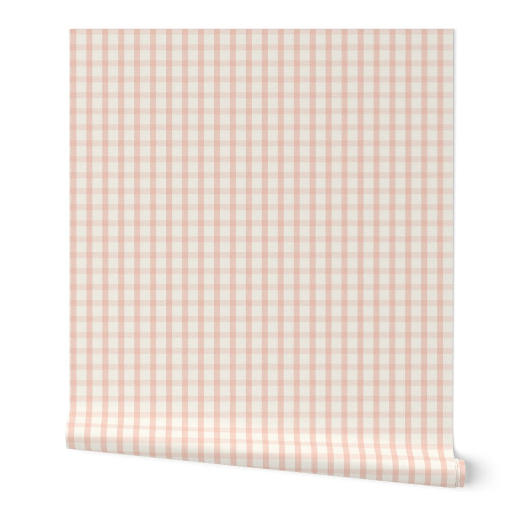 Sun Faded Gingham Wallpaper - Blush Terracotta