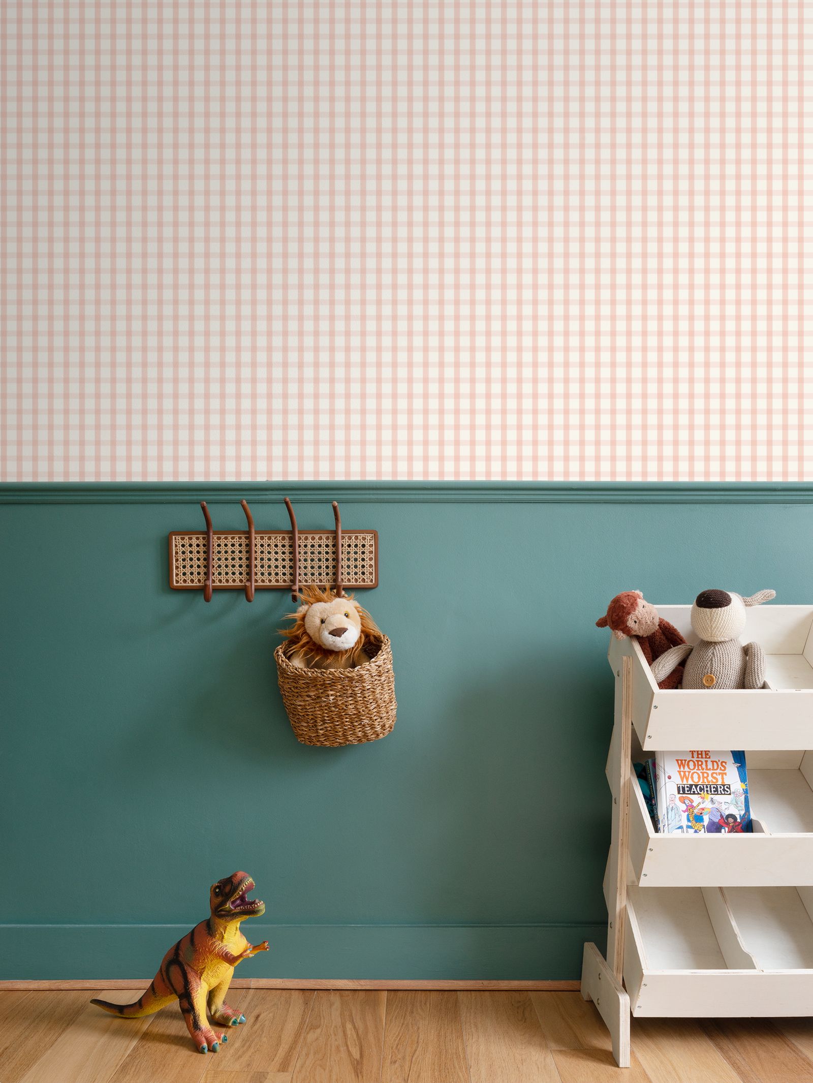 Sun Faded Gingham Wallpaper - Blush Terracotta