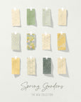 SpringGardensNEWSurfacePatternCollection Fabric Swatches On Wall
