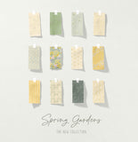 SpringGardensNEWSurfacePatternCollection Fabric Swatches On Wall