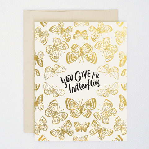 You Give Me Butterflies Letterpress Card