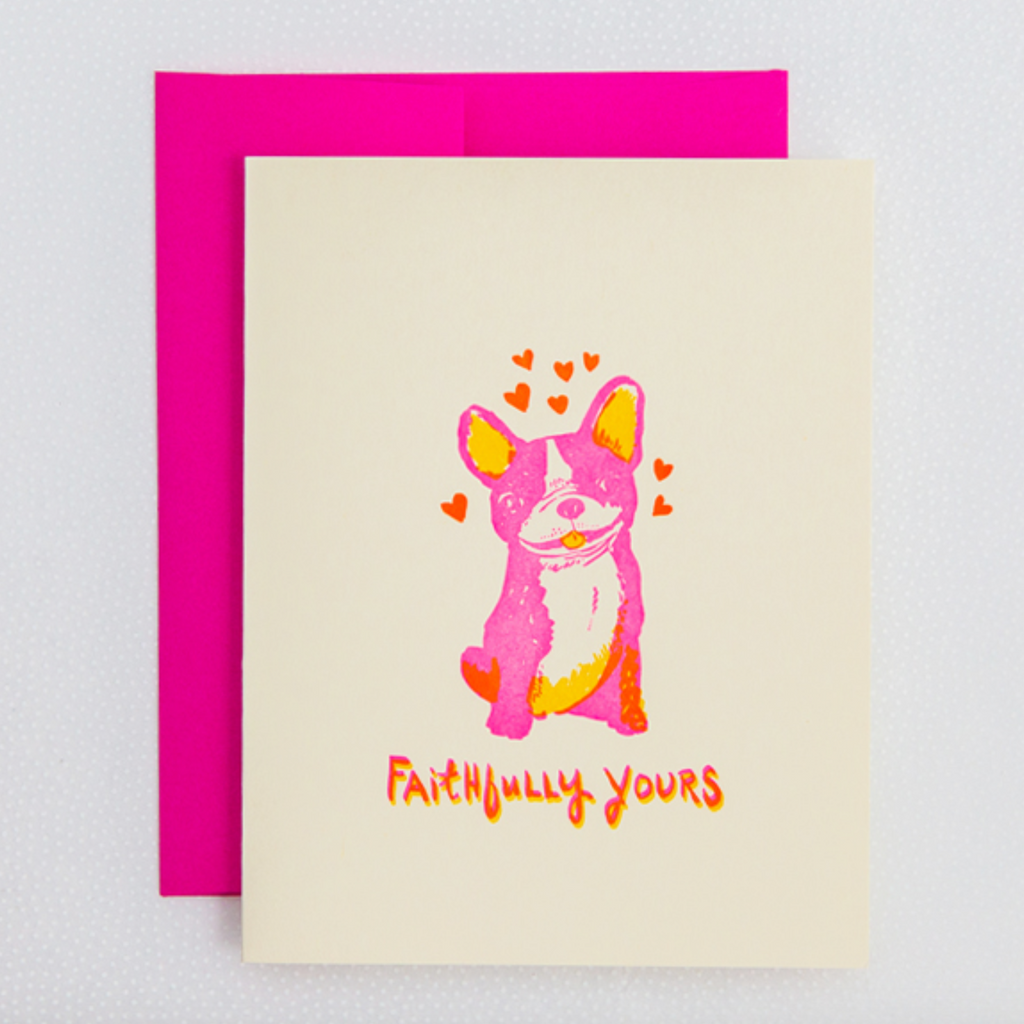 Faithfully Yours Dog Letterpress Card