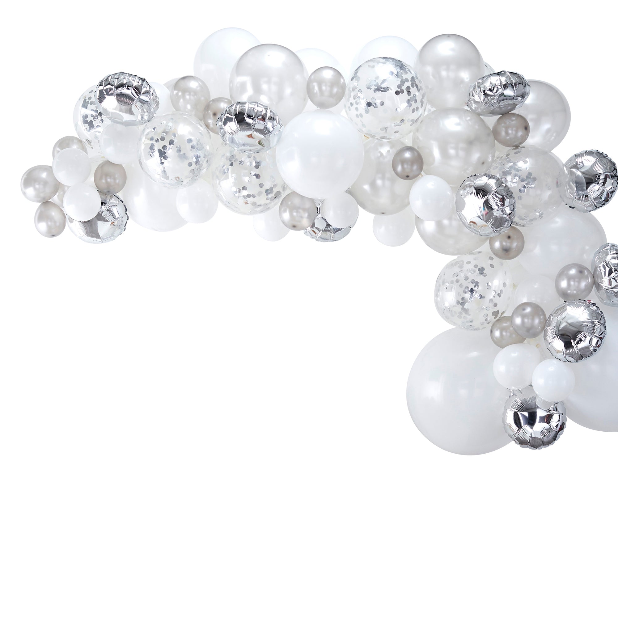 NEW! Silver, White & Pearl Balloon Arch Backdrop