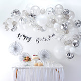 NEW! Silver, White & Pearl Balloon Arch Backdrop