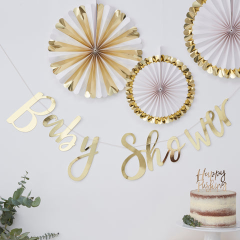 Gold Foiled "BABY SHOWER'' Bunting 1.5m