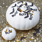 Black & Gold Halloween Table Confetti -  Trick Or Treat Halloween Prop	Halloween Party	Spider Decoration	Jack O Lantern Prop	Scary Ghost Prop	Halloween Decor	Spooky Backdrop	Cobweb Prop	Trick or Treat Prop	Boo Confetti	Table Decor	Halloween Confetti	Bat Confetti
