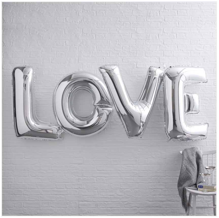 Giant Love Foiled Balloons - Silver Kirsty Gadd Textiles Cirencester Cotswolds