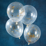 Gold Star Glitter Filled Balloons -5 Pack- Christmas Decorations,