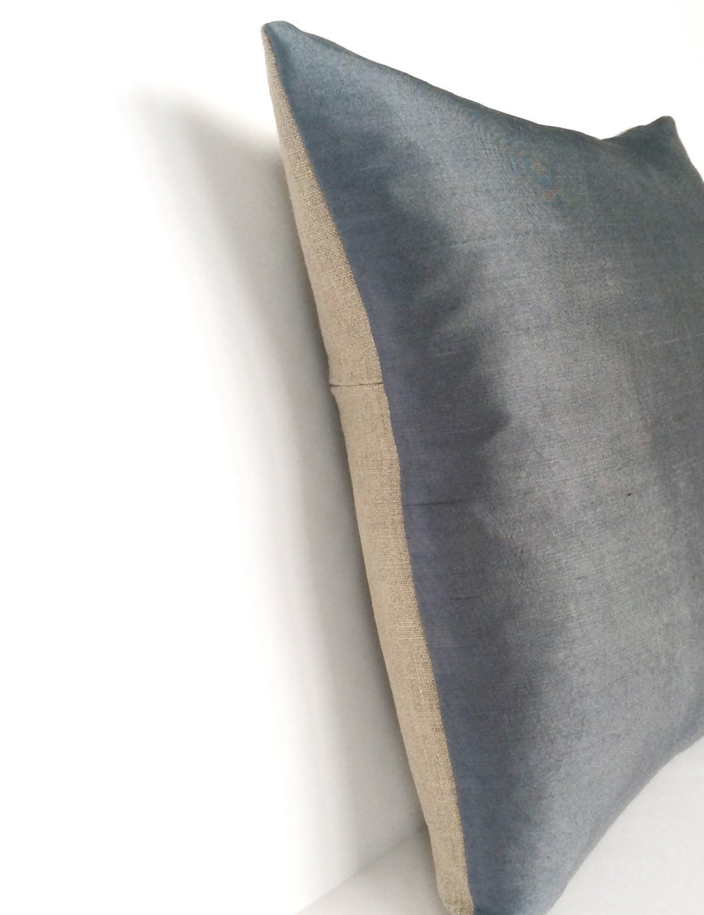 Kirsty Gadd Textiles - Grey Blue Hand Dyed Limited Edition Silk Linen Cushion