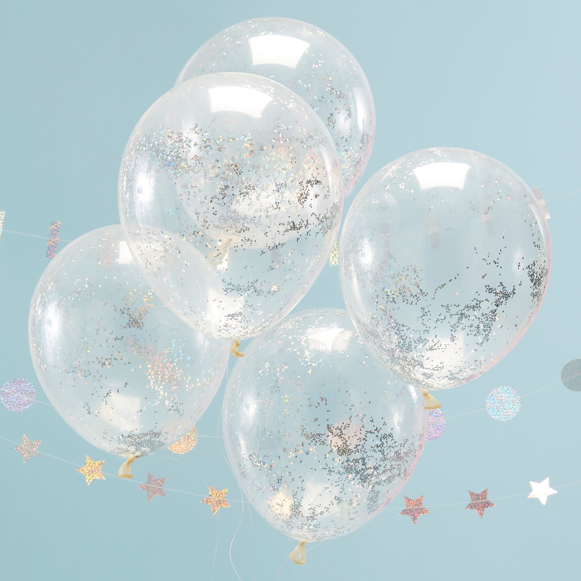 Holographic Glitter Confetti Balloons -5 Pack- Christmas Decorations