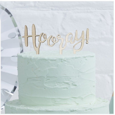 Hooray Wooden Cake Topper