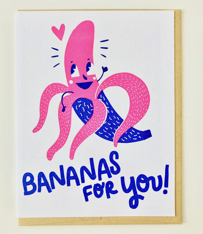 Bananas For You! Letterpress Card