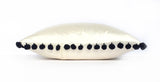 Kirsty Gadd Textiles - Handmade Ivory Silk Dupion Black Bobble Pom Pom Cushion