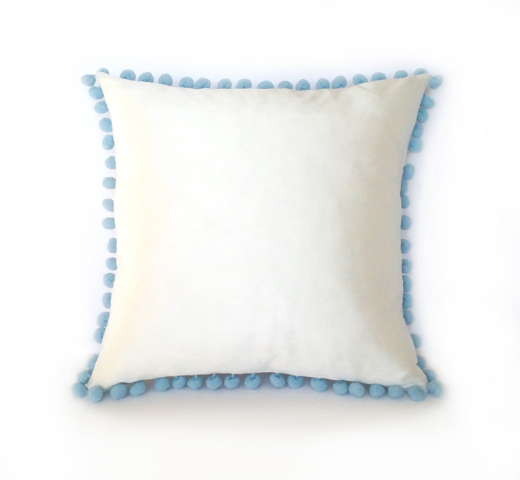 Blue pom sale pom cushion