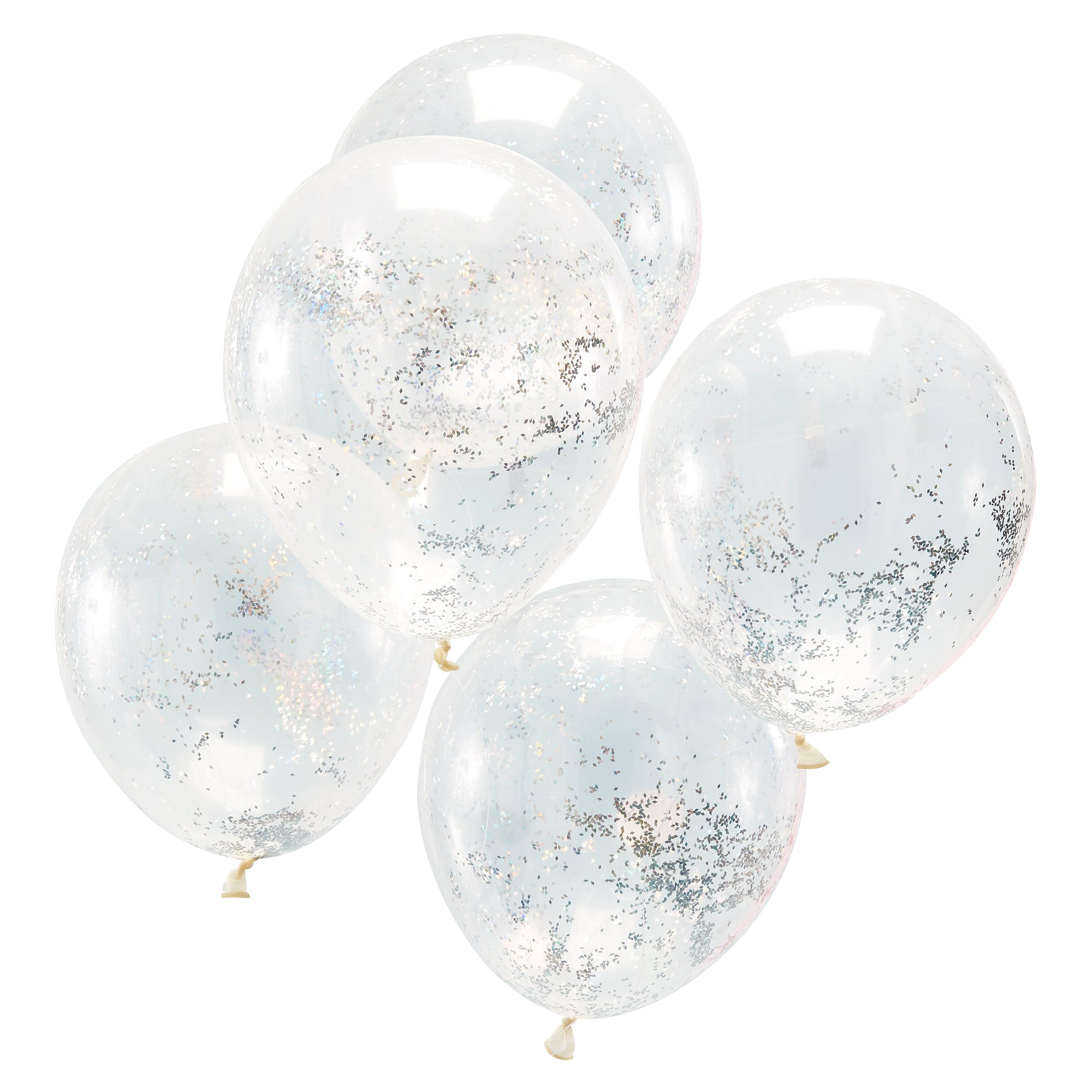 Holographic Glitter Confetti Balloons -5 Pack- Christmas Decorations, Festive Decor Holiday Decoration, New Years NYE Party, Birthday Party 