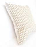 Kirsty Gadd Textiles - White Triangle Geometric Hand Made Screen Printed Pillow
