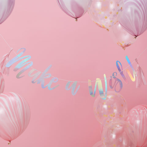 Iridescent Unicorn 'Make A Wish' Bunting - 1.5m