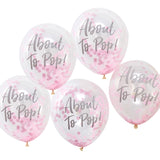 Pink Confetti 'About To Pop' Balloons - 5 Pack