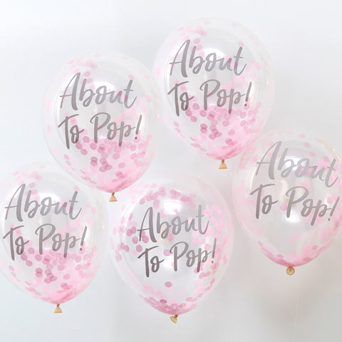 CLEARANCE: Pink Confetti 'About To Pop' Balloons - 5 Pack