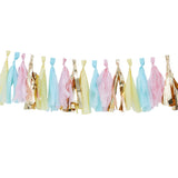 Blush Pink, Baby Blue & Gold Tassel Decoration - 2m